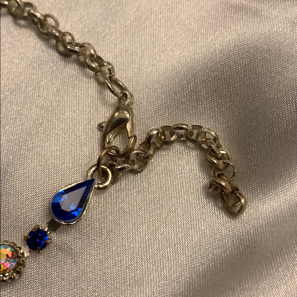 Bracelet with blue glass & rhinestones silver-tone - Picture 5 of 8